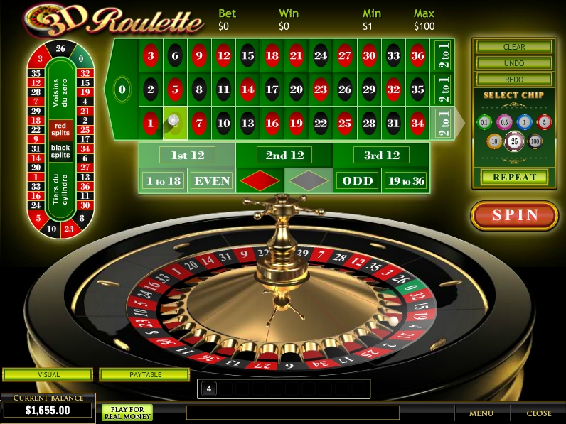 Play 3D Roulette at Casino.com