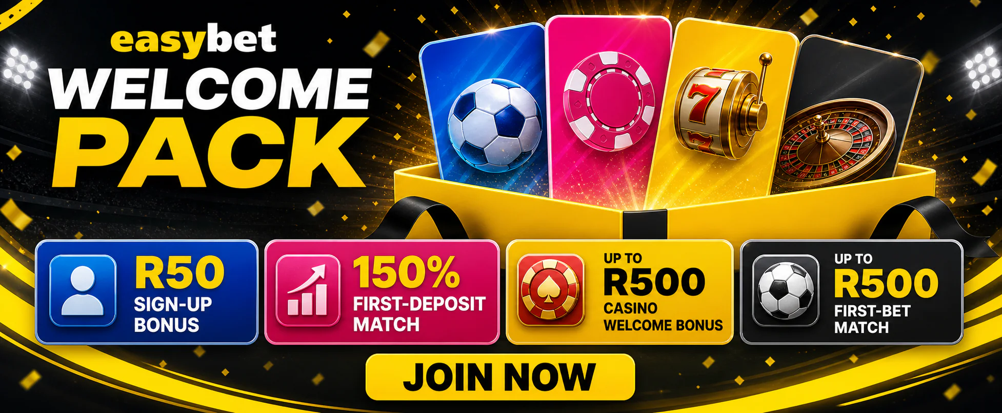 Easybet Welcome Pack with four bonuses