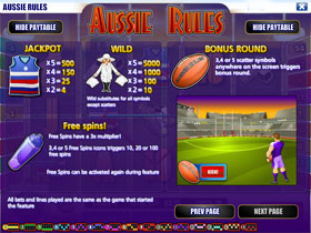 Aussie Rule Paytable 2 Screenshot