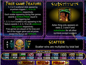 Aztec Treasure Paytable Screenshot