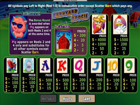 Barnyard Boogie Paytable Screenshot