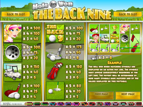 Hole In Won Back Nine Paytable Screenshot